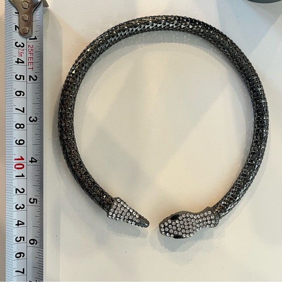 Black Snake Choker Necklace with Rhinestones - Picture 5 of 7